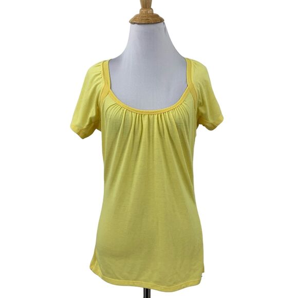 The North Face Shirt Womens S Small Lemon Short Sleeve Pleated Scoop Neck Tee - Picture 1 of 11